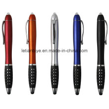 Bolígrafo plástico con linterna y lápiz óptico (LT-C645)